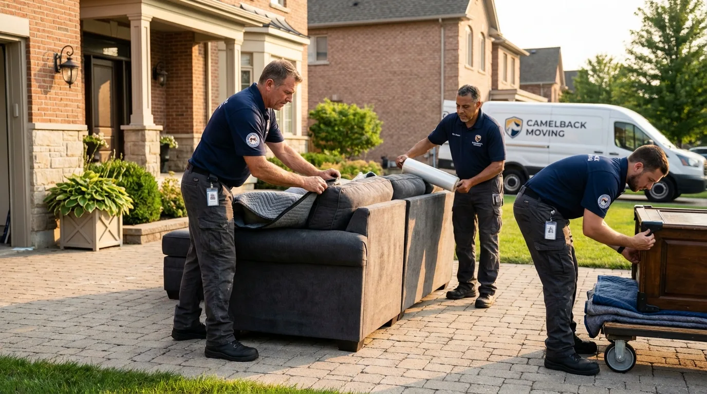 Large estate moving crew wrapping furniture in Woodlawn, VA